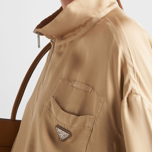Silk twill blouson jacket