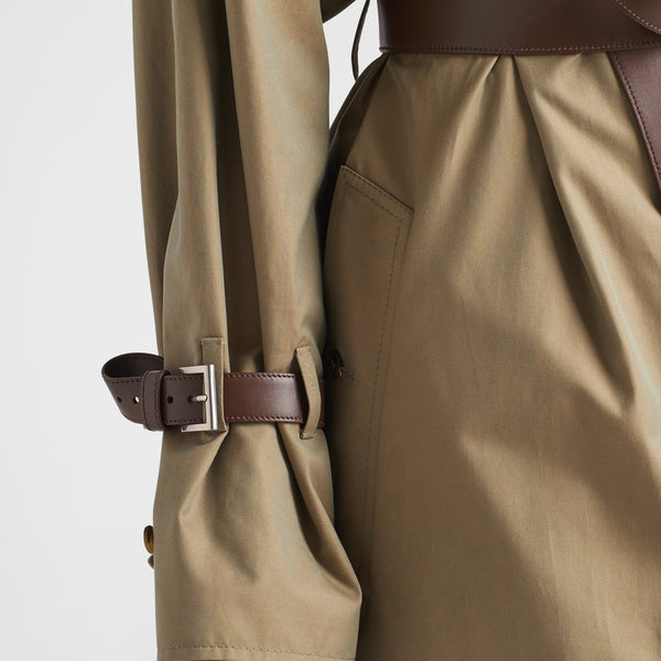 Single-breasted cotton twill trench coat