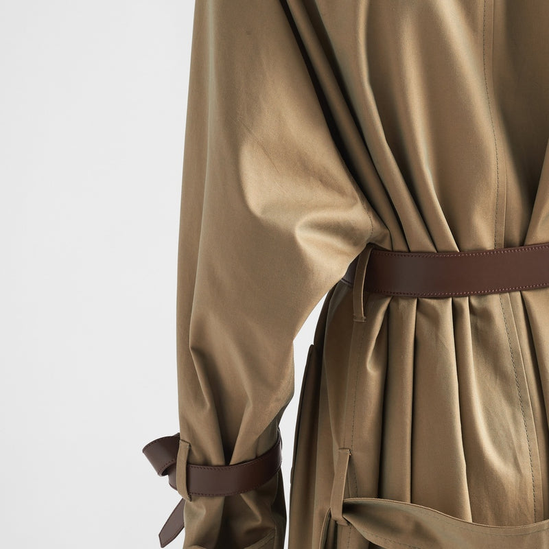 Single-breasted cotton twill trench coat