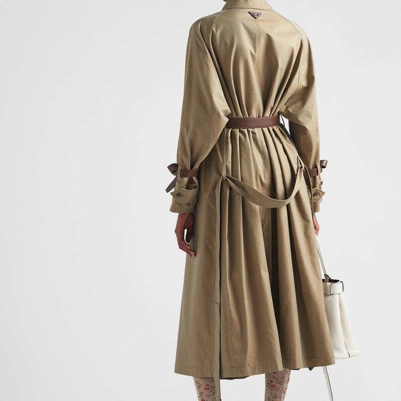 Single-breasted cotton twill trench coat