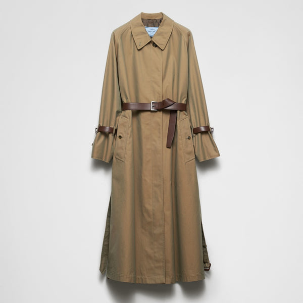 Single-breasted cotton twill trench coat