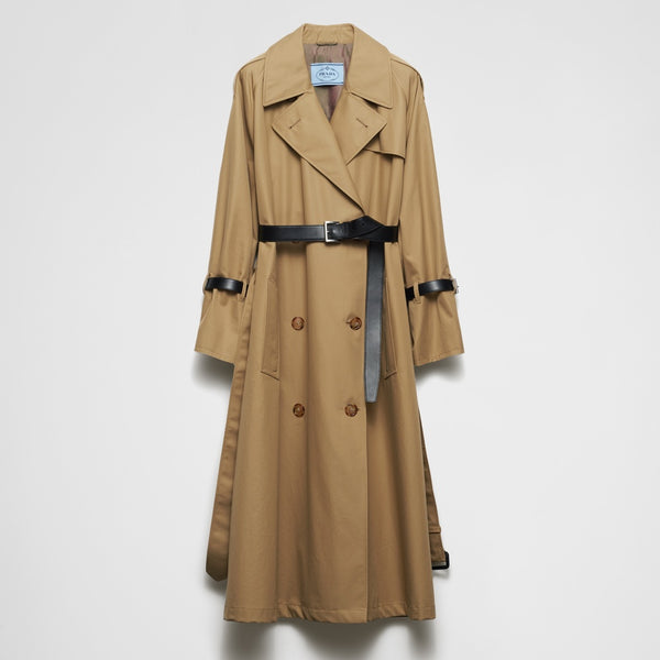 Double-breasted cotton twill trench coat