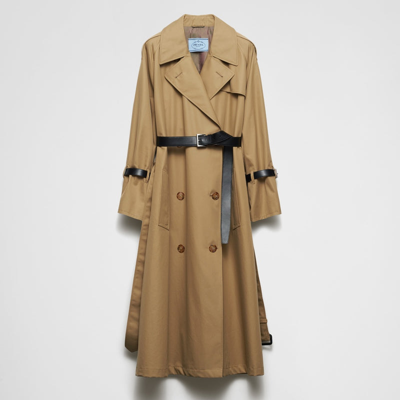 Double-breasted cotton twill trench coat