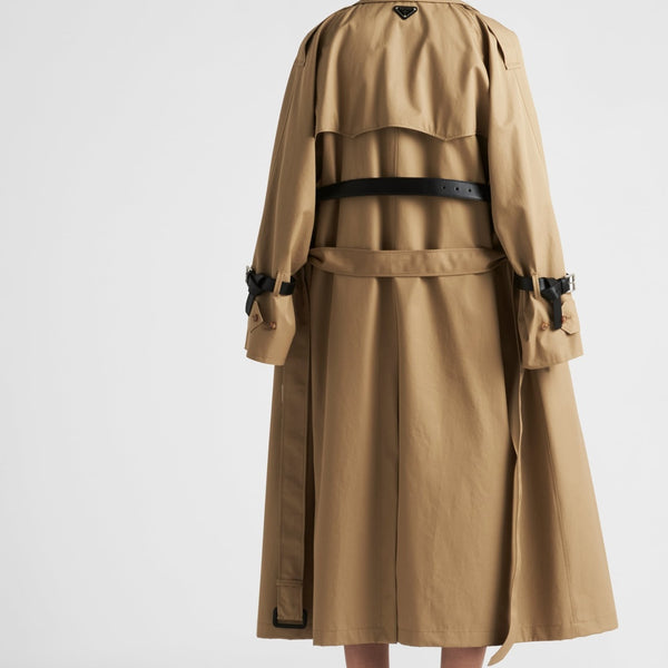 Double-breasted cotton twill trench coat