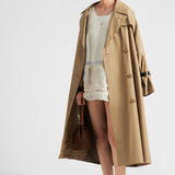 Double-breasted cotton twill trench coat