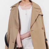 Double-breasted cotton twill trench coat