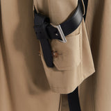 Double-breasted cotton twill trench coat