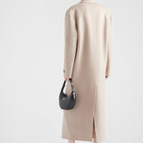 Double-breasted velour cashmere coat
