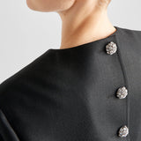 Single-breasted wool jacket with feathers