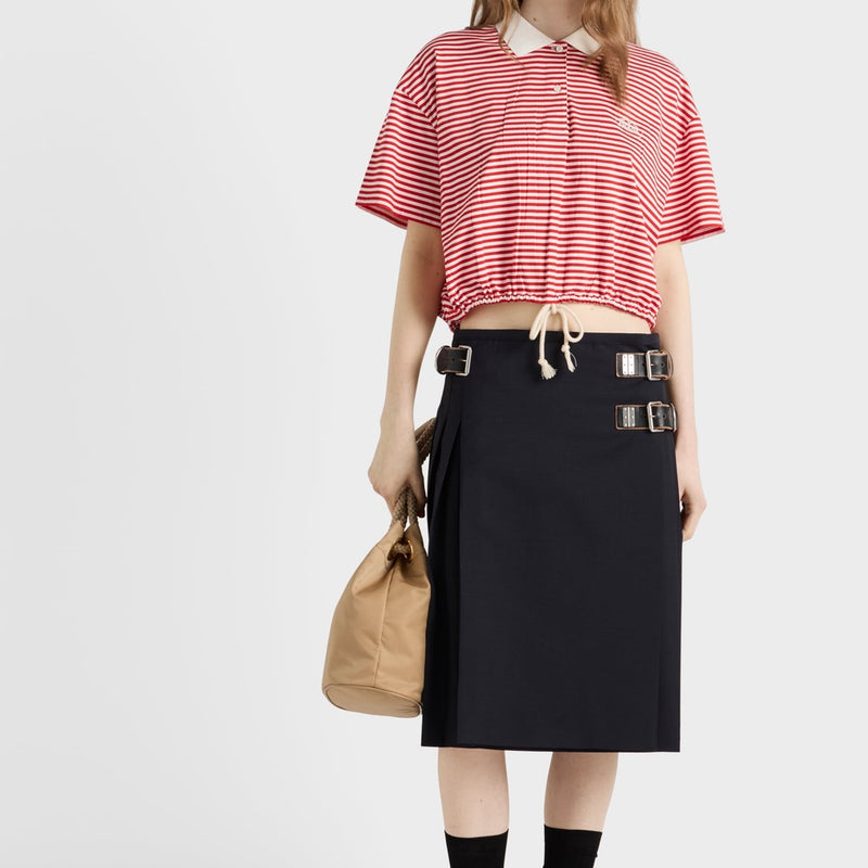 Striped jersey polo shirt