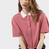 Striped jersey polo shirt