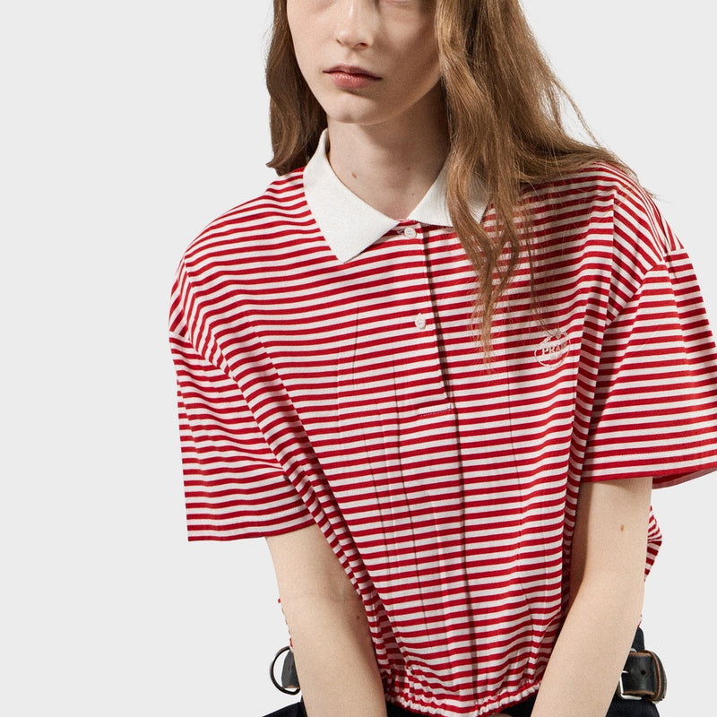 Striped jersey polo shirt