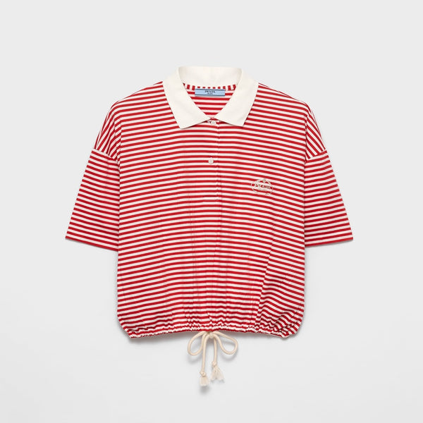 Striped jersey polo shirt