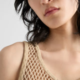 Sleeveless cotton mesh top