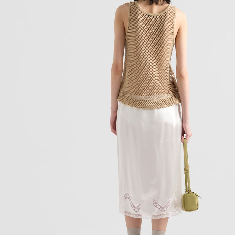 Sleeveless cotton mesh top