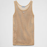 Sleeveless cotton mesh top