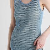 Sleeveless cotton mesh top