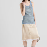 Sleeveless cotton mesh top