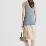 Sleeveless cotton mesh top