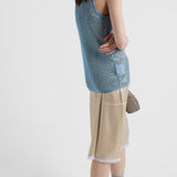 Sleeveless cotton mesh top