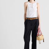 Cotton tank top with laces