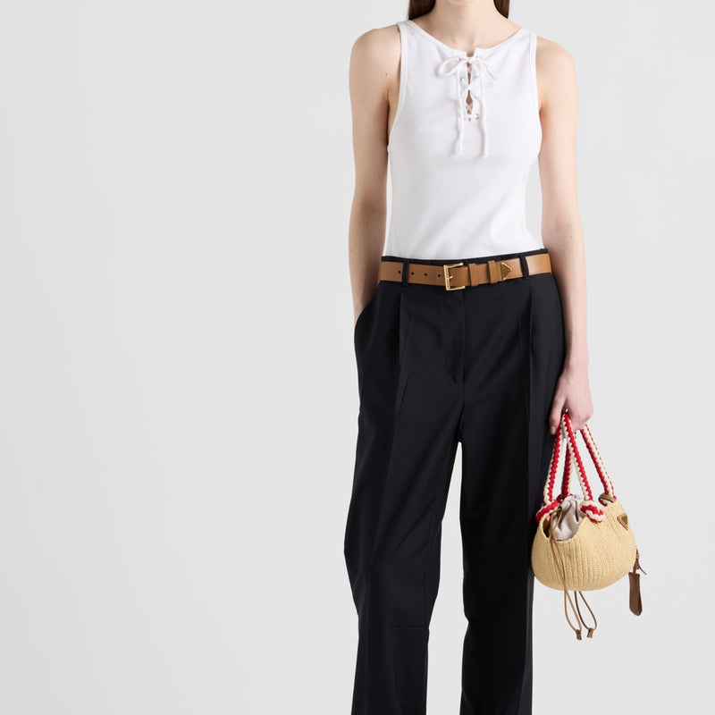 Cotton tank top with laces
