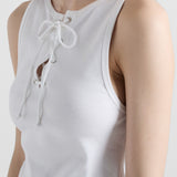 Cotton tank top with laces