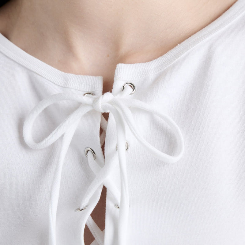 Cotton tank top with laces