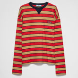 Long-sleeved striped lisle cotton T-shirt