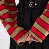 Long-sleeved striped lisle cotton T-shirt