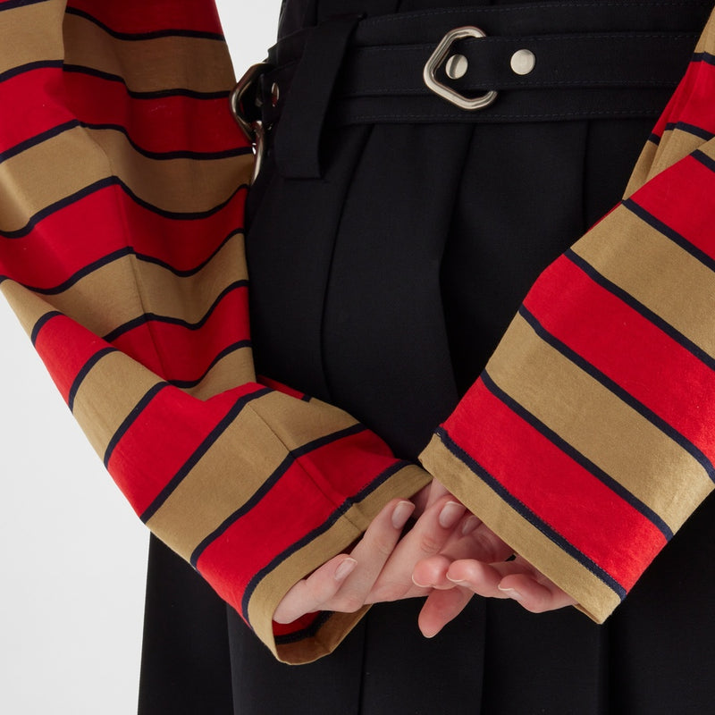 Long-sleeved striped lisle cotton T-shirt