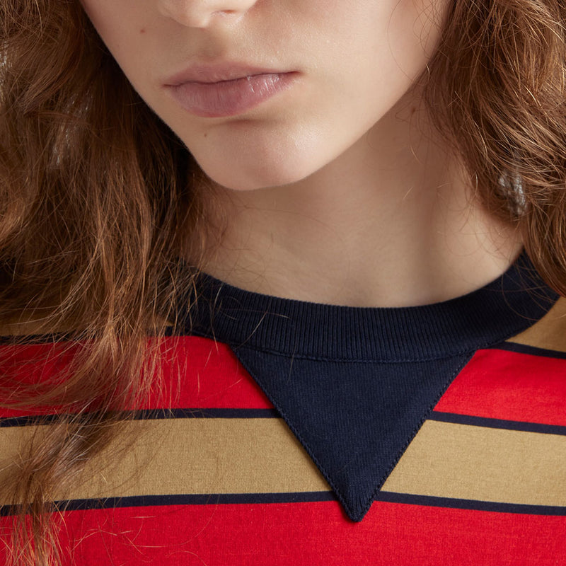 Long-sleeved striped lisle cotton T-shirt