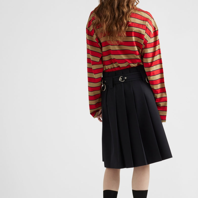 Long-sleeved striped lisle cotton T-shirt