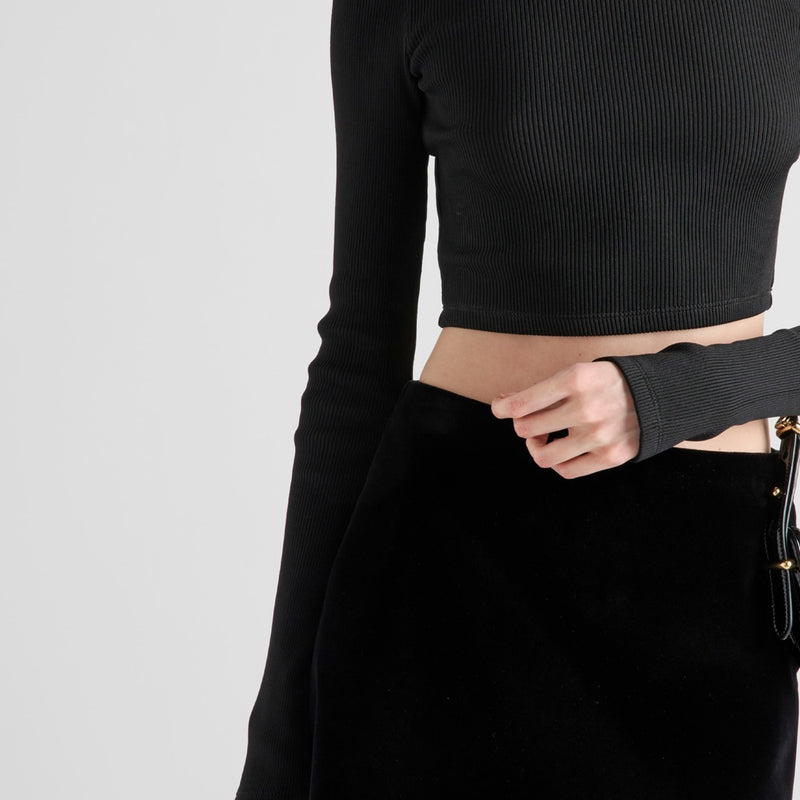 Ribbed knit jersey top