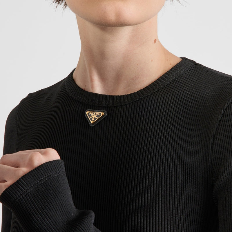 Ribbed knit jersey top