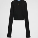 Ribbed knit jersey top