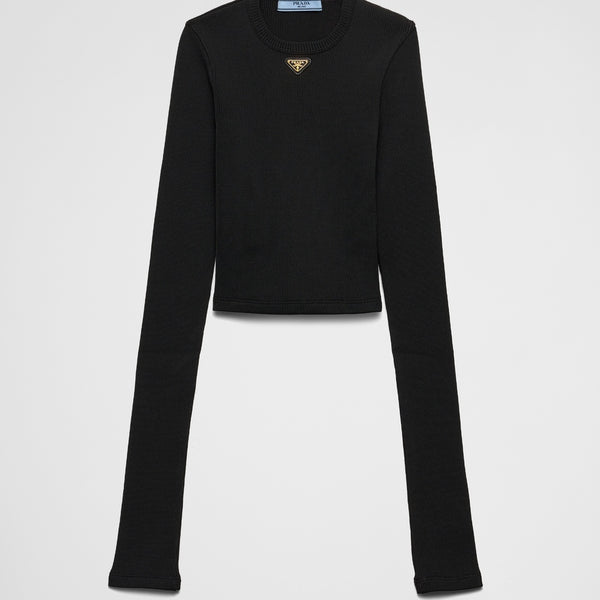 Ribbed knit jersey top