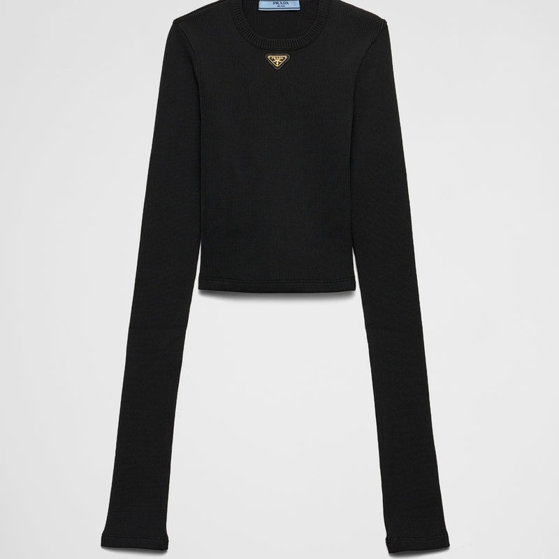 Ribbed knit jersey top