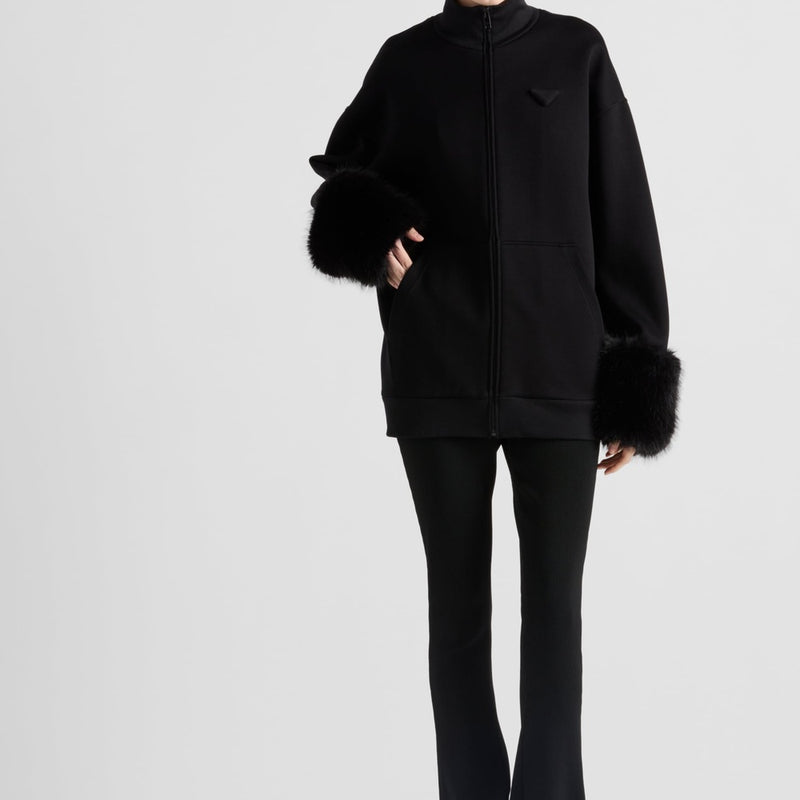 Double fleece high-neck blouson