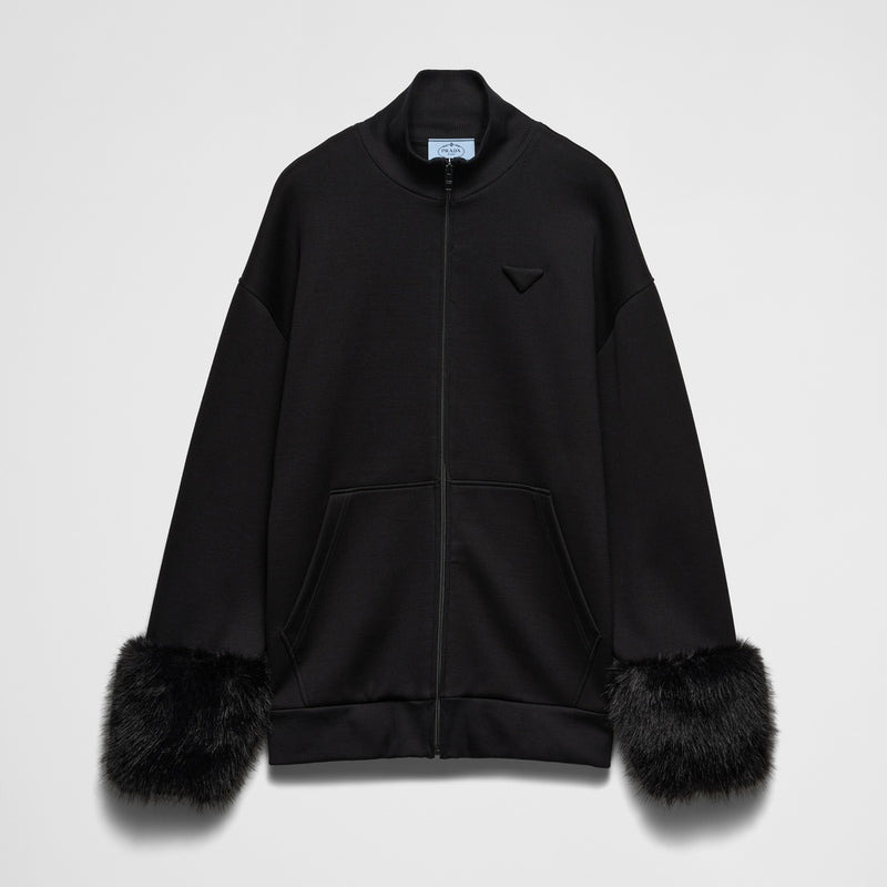 Double fleece high-neck blouson