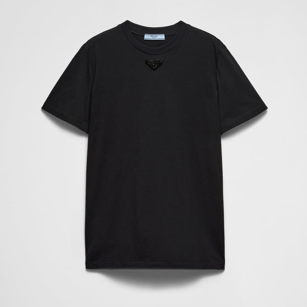 Jersey T-shirt with embroidered triangle