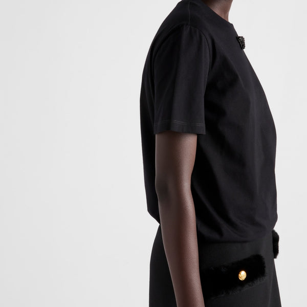 Jersey T-shirt with embroidered triangle