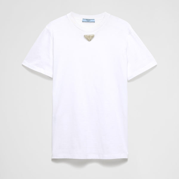 Jersey T-shirt with embroidered triangle