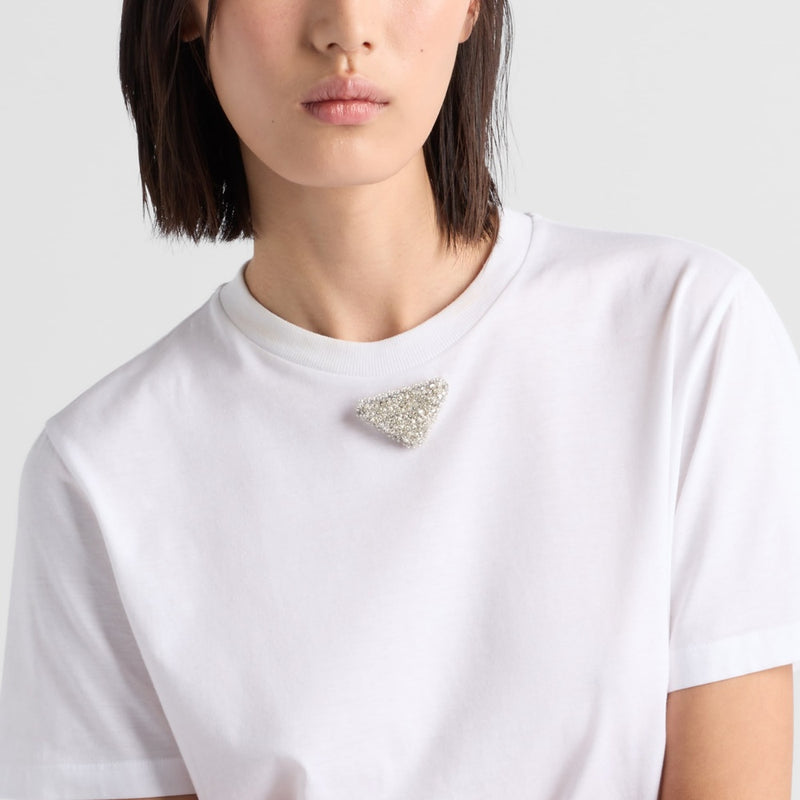 Jersey T-shirt with embroidered triangle