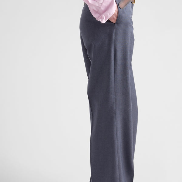 Silk and mohair pants with printed belt