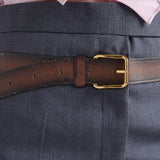 Silk and mohair pants with printed belt