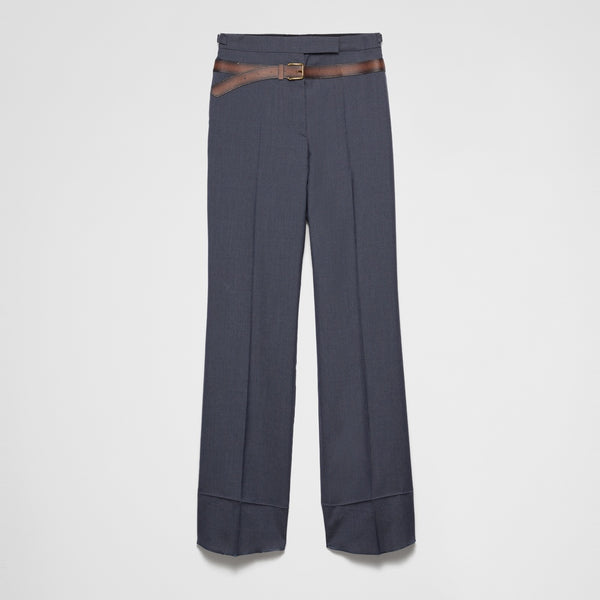 Silk and mohair pants with printed belt
