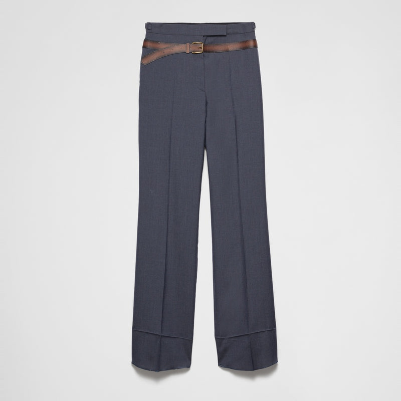 Silk and mohair pants with printed belt
