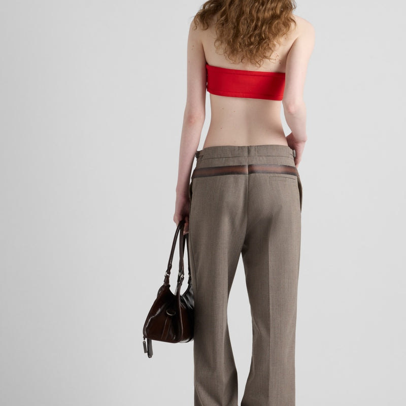 Technical wool pants with printed belt