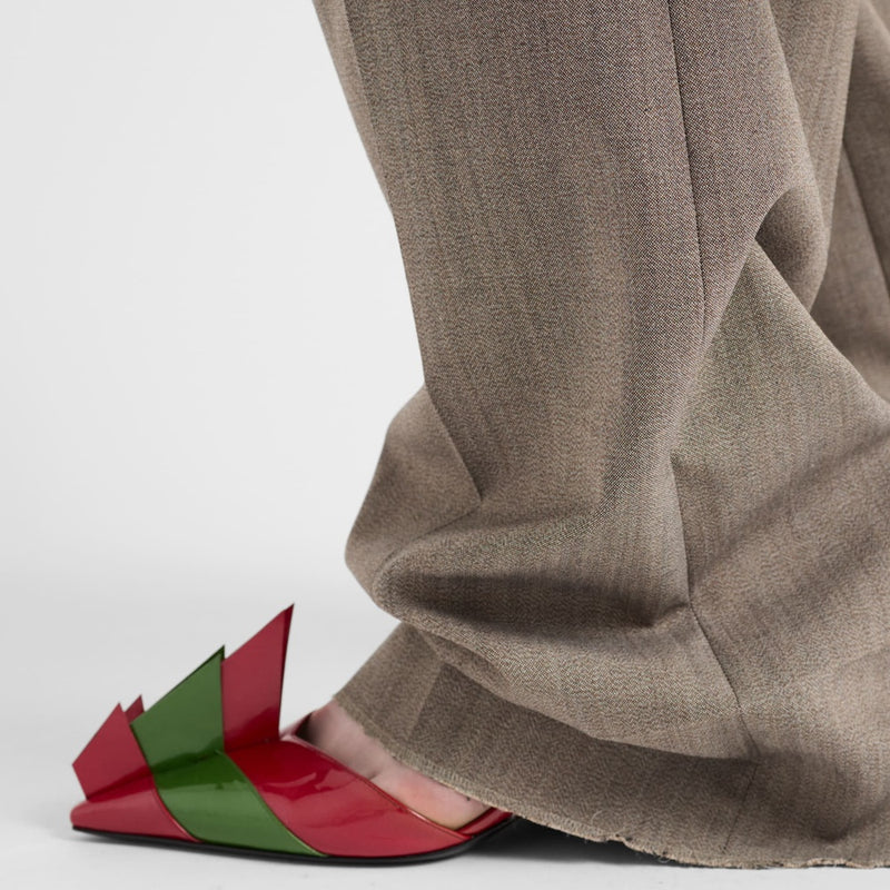 Technical wool pants with printed belt